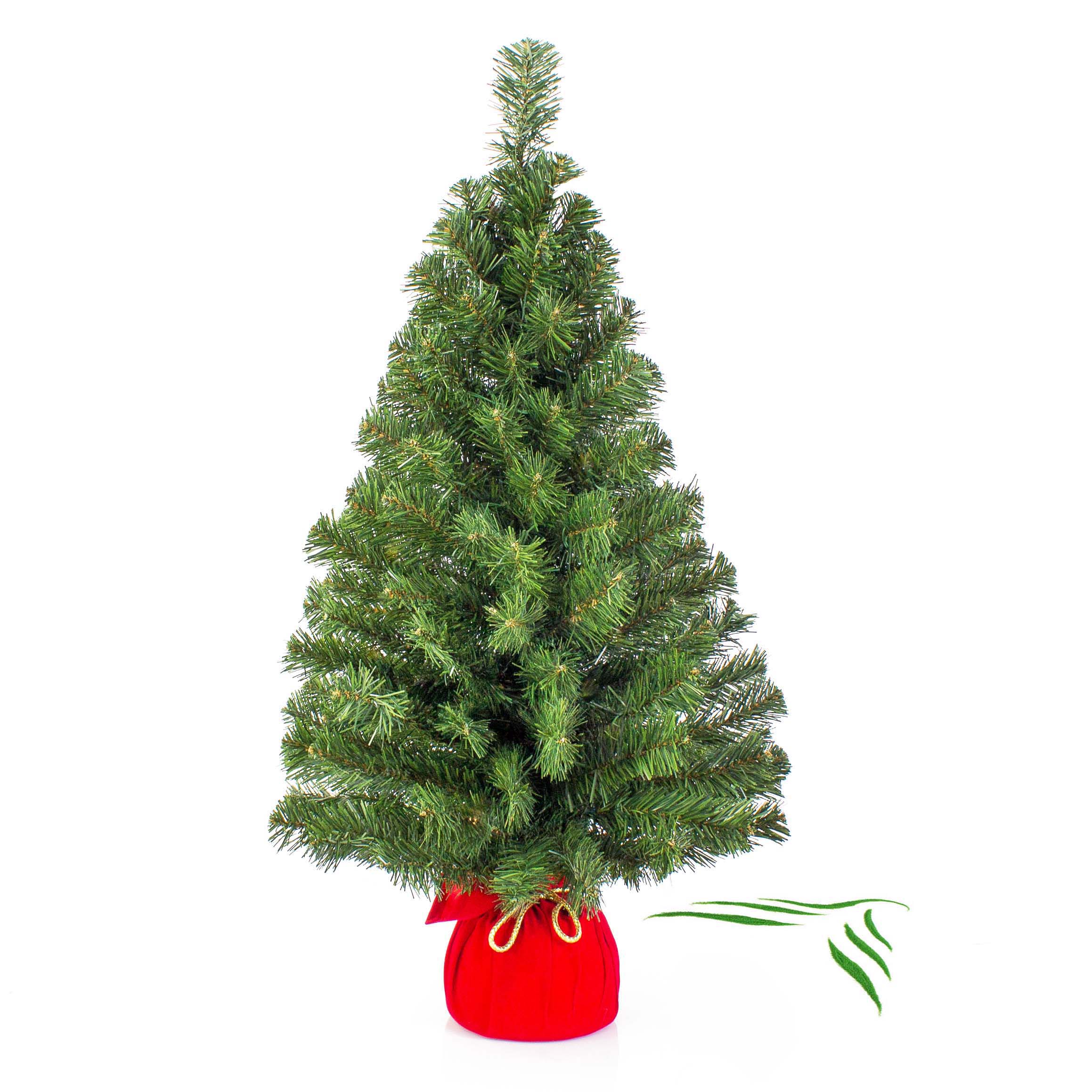 Artplants Artificial Fir Tree Warsaw Jute Bag Red Ø50cm-Christmas Tree 90cm 