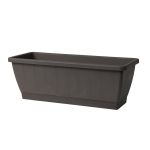 Balcony planter box OPHIRA made of recycled plastic, water reservoir, coaster, anthracite, 19"x8"x7"/49,5x19,5x17,5cm