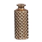 Glass vase EMANUELA, diamond pattern, metallic gold, 5.2"/13,2cm, Ø2"/5,2cm