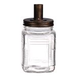Candlestick holder NENEKONI on glass bottle, clear-bronze, 7"/18,5cm, Ø3.7"/9,5cm