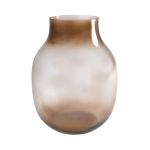 Glas Vase RAIDON, bauchig, orange-braun-klar, 26cm, Ø17cm