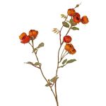 Artificial cabbage rose branch LORRAINE, Eco Collection, orange-yellow, 26"/65cm, Ø1"/2,5cm