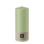 Pillar candle MAEVA, pastel green, 8"/20cm, Ø3.1"/7.8cm, 119h - Made in Germany