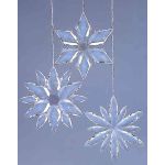 Acryl Schneeflocke Hänger WOLFGANG, 3 Stück, transparent, Ø11-12cm
