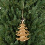 Christmas tree hanger RION with star, acrylic, glitter, gold, 4.7"/12cm, Ø3.5"/9cm