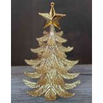 Tannenbaum Hänger RION mit Stern, Acryl, Glitzer, gold, 12cm, Ø9cm