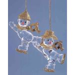 Deko Acryl Hänger Schneemann LILLA, 2 Stück, Glitzer, gold, 3x8cm