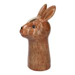 Single stem vase in the shape of a rabbit BUNCHY made of ceramic, brown, 5.7"x5"x11"/14.5x12.7x28.5cm