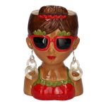 Decorative vase in the shape of a female bust LENEA made of ceramic, multicoloured, 6"x5.1"x9"/15x13x23,5cm