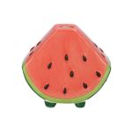 Single flower vase Watermelon slice TILLAS made of ceramic, with feet, red-green-brown, 4"x2.4"x3.4"/10x6x8,7cm