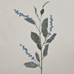 Artificial snowberry branch ELYSA, frosted, blue, 30"/75cm