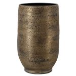 Ceramic vase YELAN with grain, brown-gold, 16"/40cm, Ø10"/26cm