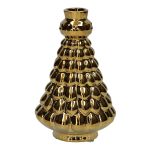 Decorative bottle Fir tree BRIXON, dots pattern, ceramic, gold-metallic, 15,5cm, Ø9,8cm