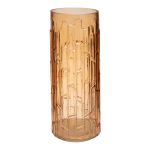 Glass vase Zylinder YAINAL patterned, orange-clear, 30cm, Ø12cm