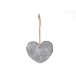 Decorative heart hanging ornament LILU made of stone, grey, 5.1"x4.5"x0.4"/13x11,5x1cm