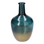 Ballonvase GIORGINA aus Glas, blau-gold, 25,3cm, Ø15cm