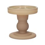 Glass Candlestick pillar candle KLEOFINA, with base, beige-mat, 3.3"/8.5cm, Ø3.3"/8.5cm