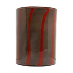 Cylindrical glass flower vase ELISEO, line pattern, brown-orange-clear, 25cm, Ø19cm