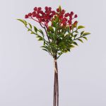 Plastic rowan branch ELNATAN in bunch, fruits, red, 12"/30cm