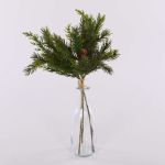 Decorative cryptomeria bunch KIGANJA with cones, green, 14"/35cm