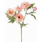 Artificial peony branch LARDUAN, Eco Collection, pink-white, 24"/60cm, Ø2.8"/7cm