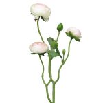 Artificial ranunculus branch JIXIANG, white-pink, 20"/50cm