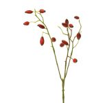 Artificial wild rose branch XINGRUI with rose hips, red, 18"/45cm