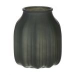 Small glass table vase AMORY, olive green matt, 6"/16cm, Ø5.4"/13,8cm
