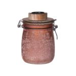 Storage jar with swing top ANNEDORE with tea-light holder, frosted look, amber, 15,5cm, Ø10,5cm