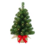 Fake Xmas tree WARSAW, jute bag in natural, LEDs, 24"/60cm, Ø 16"/40cm