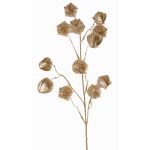 Decorative Physalis branch DUGONG with berries, gold, 35"/90cm