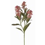 Artificial skimmia branch LAUSANA with flowers, mauve, 26"/65cm, Ø2.8"/7cm