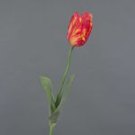 Artificial flower Parrot tulip UAKARI, red-orange-green, 26"/65cm, Ø2.4"/6cm