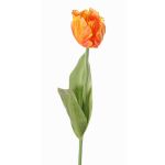 Artificial flower parrot tulip UAKARI, orange-yellow, 26"/65cm, Ø2.4"/6cm