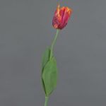 Artificial flower Parrot tulip UAKARI, red-fuchsia-orange-green, 26"/65cm, Ø2.4"/6cm