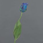 Artificial flower Parrot tulip UAKARI, blue-green, 26"/65cm, Ø2.4"/6cm