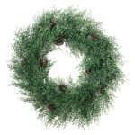 Artificial wreath Cypress RALUKA with cones, green, Ø24"/60cm