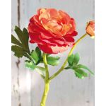 Artificial ranunculus KALEA, orange, 14"/35cm, Ø3.5"/9cm