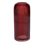 Glasvase ALBURGIS mit Rillen, burgunderrot-klar, 20cm, Ø8,7cm
