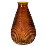 NELLOMIO glass bottle with leaf pattern, brown-clear, 23 cm, Ø 14 cm