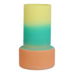 NULAILA decorative vase, glass, yellow-turquoise-apricot-matt, 17cm, Ø10cm