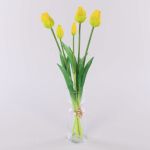 Artificial bouquet of tulips LONA, yellow-green, 18"/45cm, Ø6"/15cm