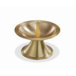 Brass candle holder OLIVERIO with spike, for candles Ø2"-2.4"/5-6cm, matt brushed, gold, 2"/5cm, Ø3.5"/9cm