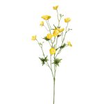 Artificial buttercup spray NORA, yellow, 28"/70cm, Ø0.8"-1.2"/2-3cm
