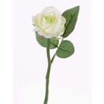 Fake rose GABI, cream-green, 12"/30cm, Ø2.4"/6cm