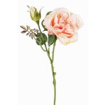 Fake rose spray JUDY, cream-pink, 16"/40cm, Ø3.5"/9cm