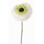 Fake ranunculus ALIMA, cream-green, 14"/35cm, Ø3.1"/8cm