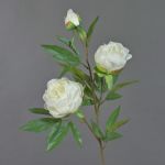 Artificial peony MANJA, white, 28"/70cm, Ø3.1"-4"/8-10cm
