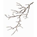 Artificial magnolia spray KOTORI, white, grey, 30"/75cm, Ø0.2"-0.4"/0.5-1cm