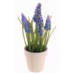 Fake grape hyacinth ARABELLA, decorative pot, purple-blue, 10"/25cm, Ø0.8"-1.2"/2-3cm